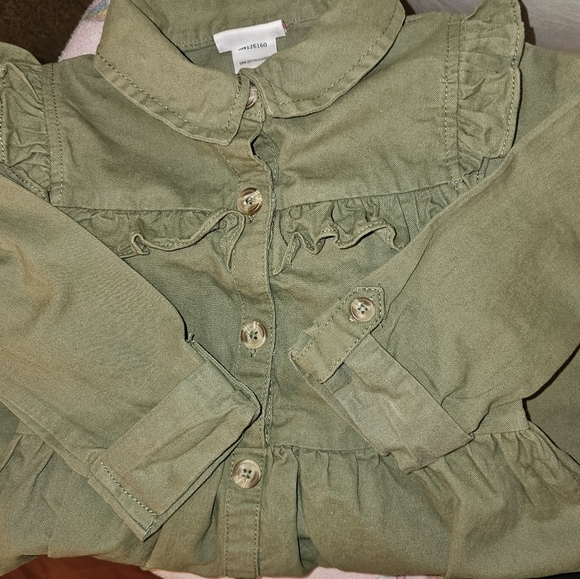 Little Lass Green Ruffled Mandarin Collar Dress - Picture 6 of 7